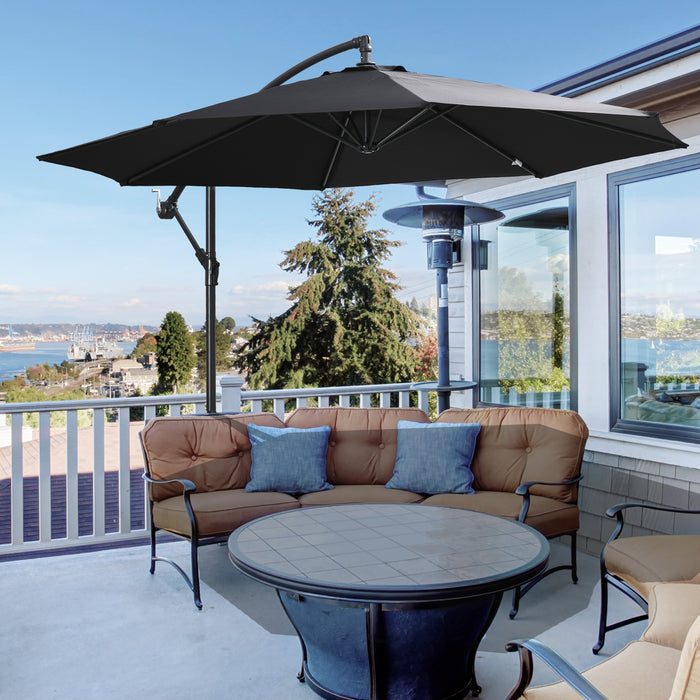 Cantilever Banana Parasol - 3M Steel Hanging Umbrella for Patios in Black - Ideal Shade Solution for Outdoor Comfort