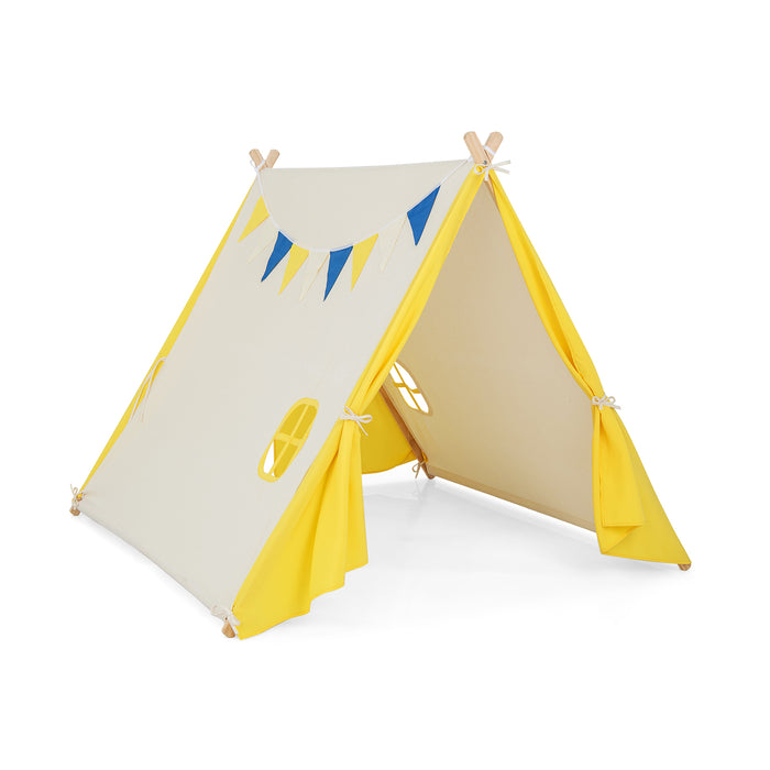 Large Children's Playhouse Tent with Durable Pine Wood Structure - Ideal for Indoor and Outdoor Activities, Fun and Safe Shelter for Kids