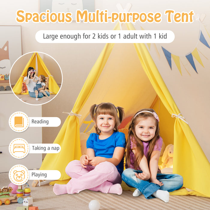 Large Children's Playhouse Tent with Durable Pine Wood Structure - Ideal for Indoor and Outdoor Activities, Fun and Safe Shelter for Kids