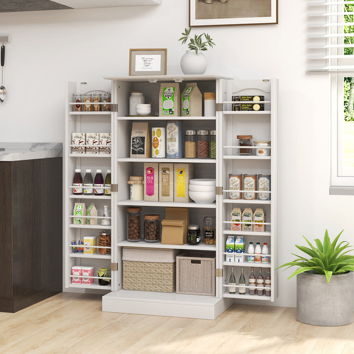 120cm Kitchen Pantry - Adjustable Shelving & Door Cabinet in White - Optimal Kitchen Organization Solution