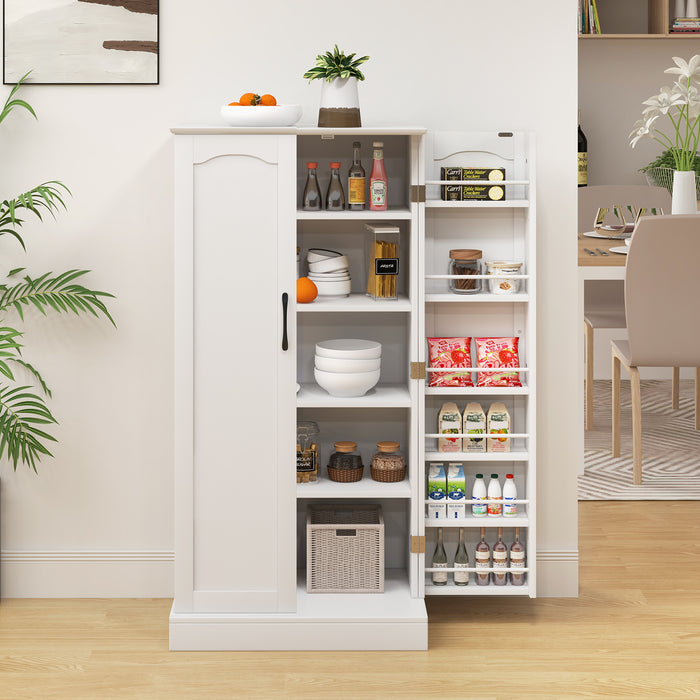 120cm Kitchen Pantry - Adjustable Shelving & Door Cabinet in White - Optimal Kitchen Organization Solution