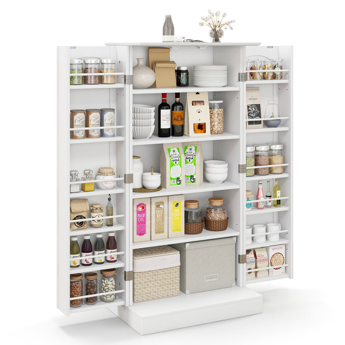 120cm Kitchen Pantry - Adjustable Shelving & Door Cabinet in White - Optimal Kitchen Organization Solution