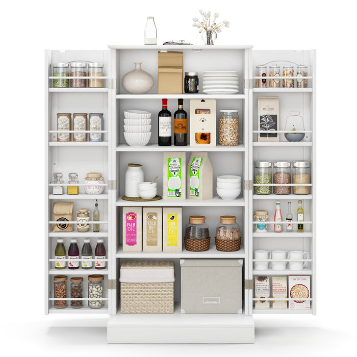 120cm Kitchen Pantry - Adjustable Shelving & Door Cabinet in White - Optimal Kitchen Organization Solution