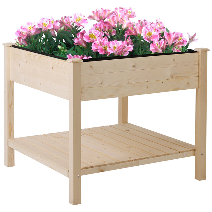 Elevated Wooden Garden Bed - Outdoor Planter Box with Storage Shelf for Planting Flowers & Herbs - Ideal for Patio, Deck, and Balcony Gardening