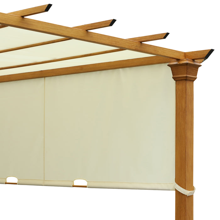 3m x 3m Retractable Pergola Gazebo - Adjustable Canopy Sun Shade Shelter, Beige Color - Perfect for Garden and Patio Relaxation
