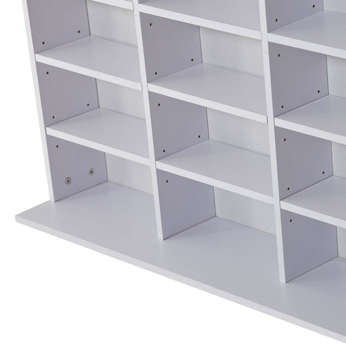 CD/DVD Storage Organizer Rack - Adjustable Shelf Unit for Up to 1116 CDs, 102 x 24 x 195 cm, White - Space-Saving Solution for Media Enthusiasts