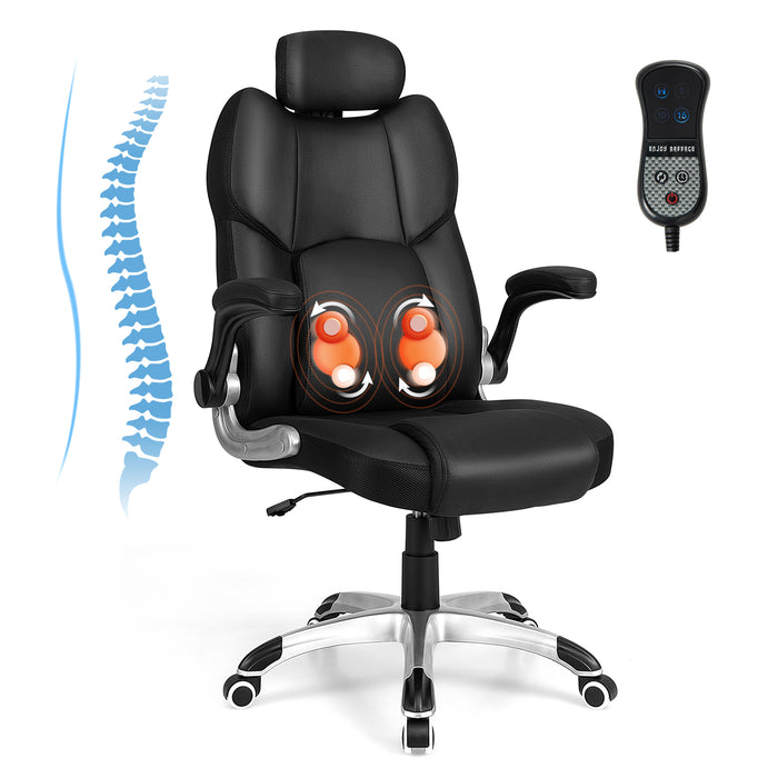 Office Chair with Kneading Massage Feature - Adjustable Height, Rocking Function and Black Design - Ideal for Long Hours at the Office, Relieves Tension and Stress