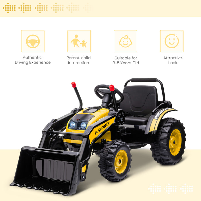 Kids Digger Ride-On Excavator - 6V Battery-Powered Construction Tractor with Music and Headlight - Moves Forward and Backward, Ideal for 3-5 Year Olds, Bright Yellow