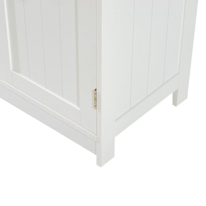 Under Sink Bathroom Storage Cabinet - 2-Tier Wooden Vanity Organizer, White - Space-Saving Solution for Small Bathrooms