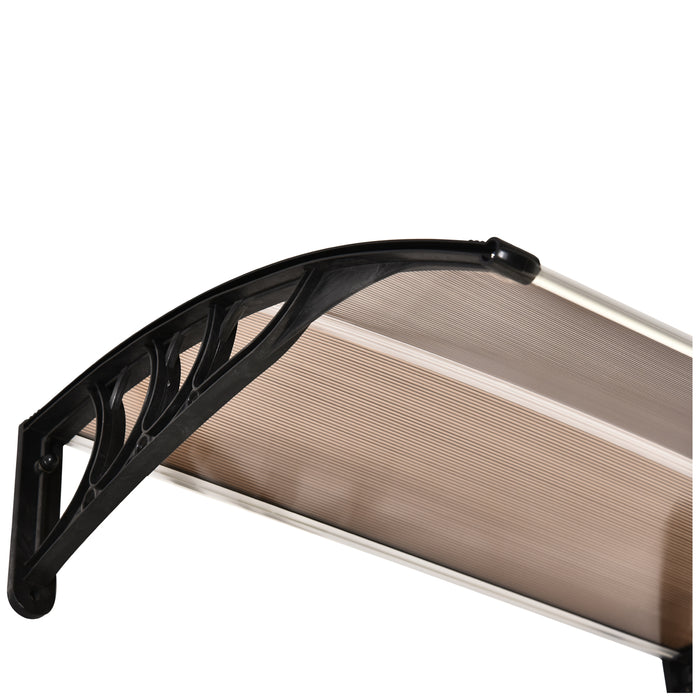 Curved Polycarbonate Door Awning - Aluminium and Rigid Plastic, UV and Water-Resistant, Modern Brown Canopy - Outdoor Protection for Entrances and Windows