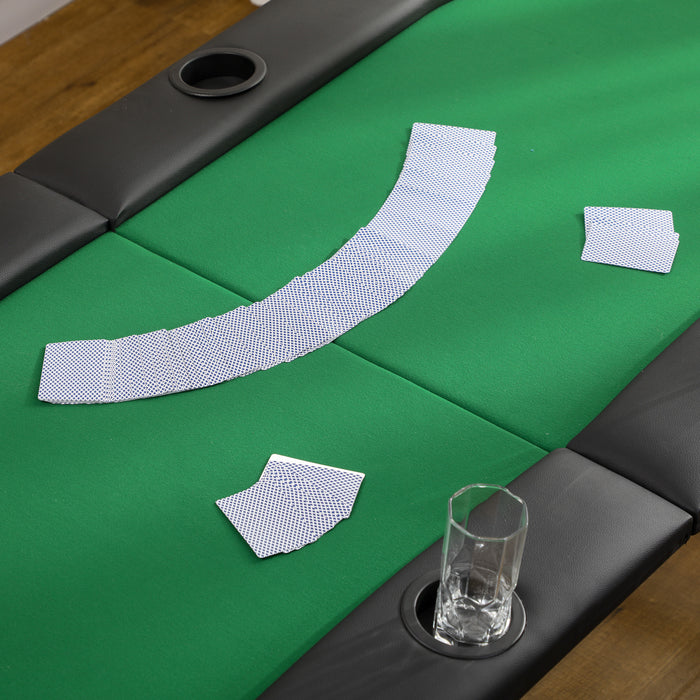 Foldable 1.83m Poker Table - Integrated Chip Trays & Cup Holders - Perfect for Home Casino Nights and Card Games