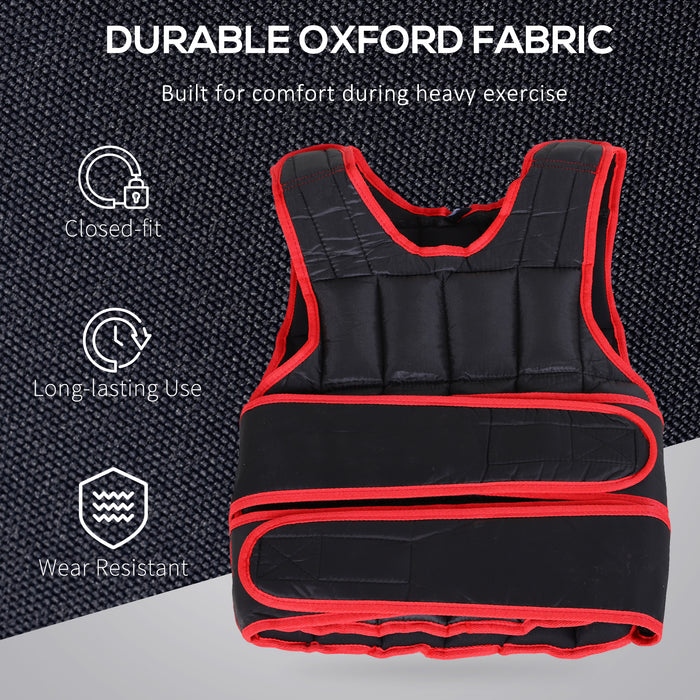 Adjustable 20kg Metal Sand Weight Vest - Durable Training Equipment in Black/Red - Ideal for Intense Workouts & Strength Conditioning