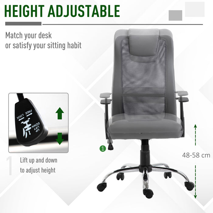 Mesh High-Back Office Desk Chair with Adjustable Height and Swivel Capability - Ergonomic Design with Headrest for Home or Office Use - Comfortable Seating Solution for Professionals and Students