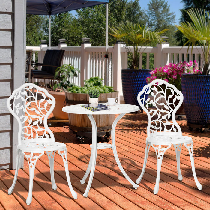 3-Piece Aluminum Bistro Set - Antique Design Garden Dining Furniture with Table and Chairs - Perfect for Patio Seating and Outdoor Entertaining