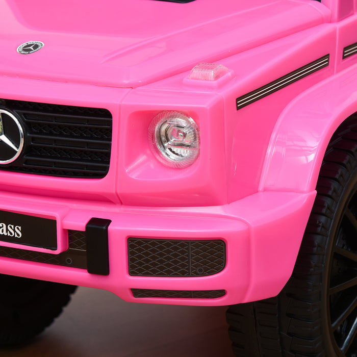 Aosom Mercedes-Benz G350 - Kids' Foot-to-Floor Ride-On Car with Push Handle and Horn - Pink Slider with Under-Seat Storage for Toddlers