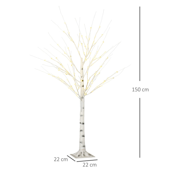 5ft Artificial White Birch Tree Light - 96 Warm White LED Illumination - Ideal for Indoor Ambiance & Covered Outdoor Settings