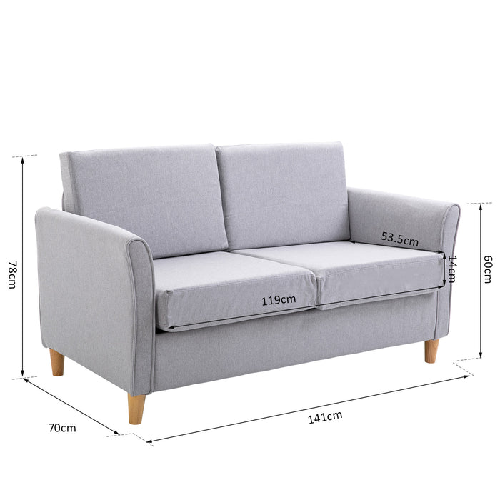 Compact Double Loveseat Sofa - Armrest-Enabled Living Room Furniture in Blue - Ideal for Cozy Intimate Spaces