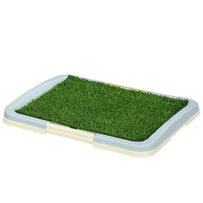 Indoor Puppy Potty Trainer - Artificial Grass Mat with Grid Panel and Leakproof Tray, 63 x 48.5 cm - Ideal for Housebreaking and Small Dogs