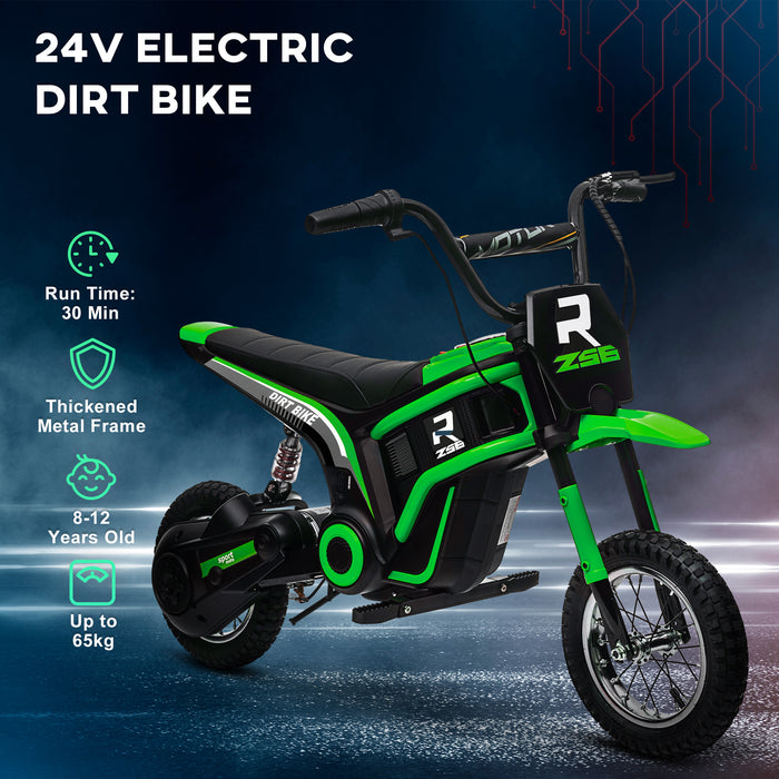 Electric Motorbike - 24V Power, Twist Grip Throttle, 12-Inch Air-Filled Tires, Music Horn, Up to 16 Km/h - Ideal for Adventurous Kids