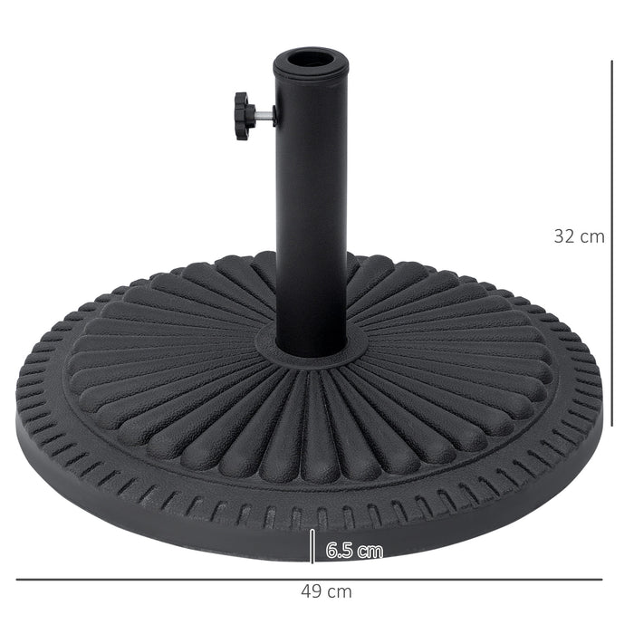 15kg Heavy-Duty Cement Parasol Base - Round Outdoor Umbrella Weight Stand, Black - Ideal for Garden and Patio Stability