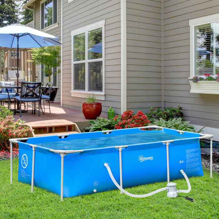 Above Ground Steel Frame Pool Set - Rust-Resistant Structure with Filter Pump & Cartridge, Reinforced Sidewalls, 252x152x65 cm in Blue - Ideal for Family Outdoor Swimming and Fun