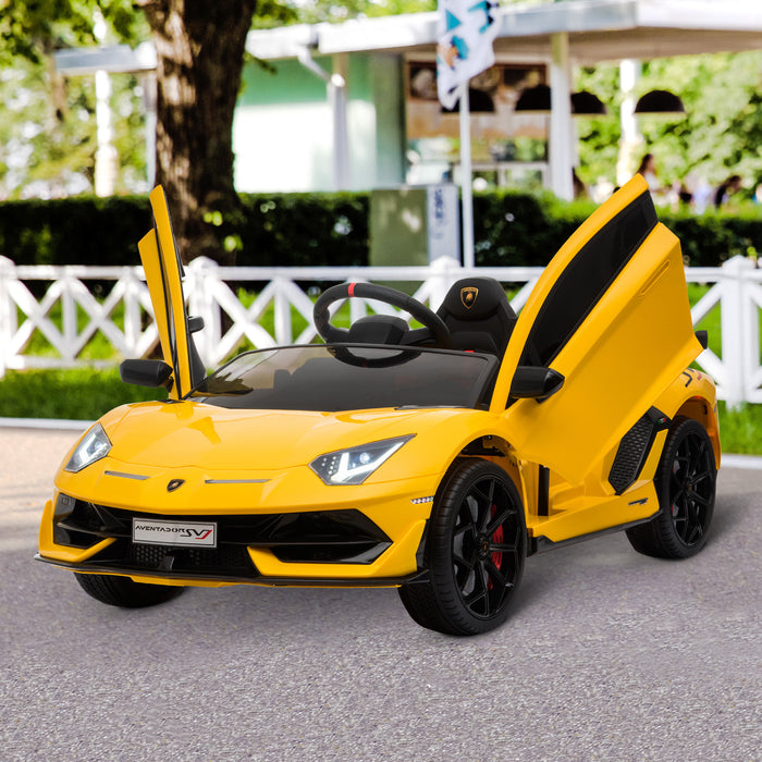 Lamborghini Aventador Ride On Car - 12V Battery-Powered Electric Sports Racing Toy for Kids with Parental Remote Control and Lights - Fun Driving Experience for Children