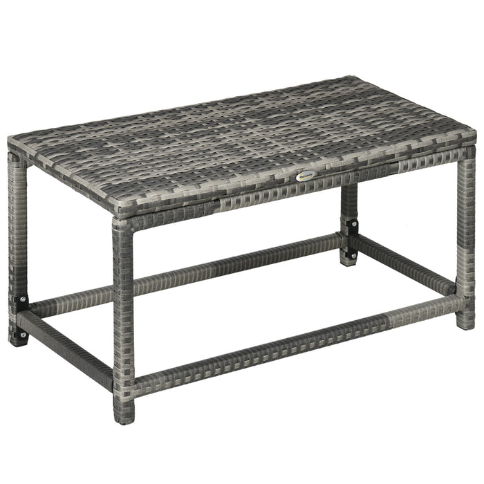 Garden PE Rattan Coffee Table - Full Woven Top with X-Shape Support & Durable Plastic Board - Stylish Patio Furniture for Outdoor Entertaining