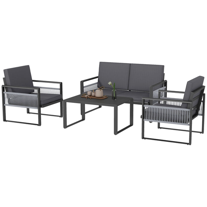 Aluminum 4-Piece Patio Dining Set - Weather-Resistant Outdoor Furniture with Cushions - Ideal for Garden Entertaining and Family Meals