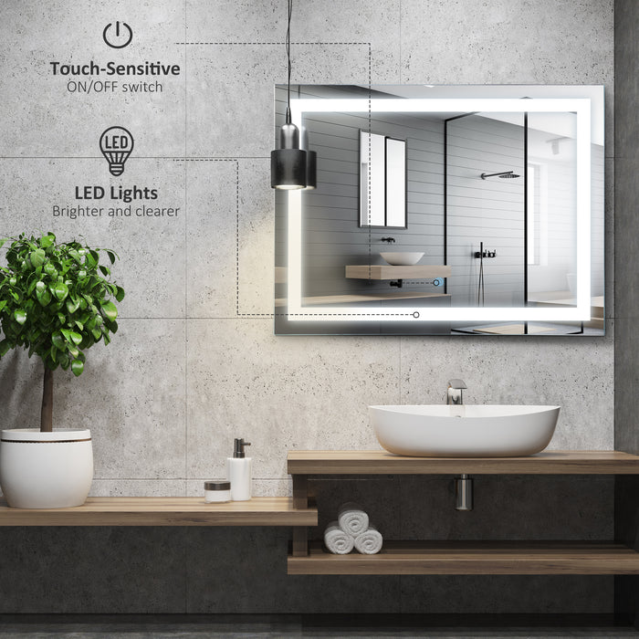 LED Vanity Mirror for Bathroom - 80x60cm Wall Mounted Illuminated Mirror with Touch Switch - Enhances Home Decor and Lighting for Grooming