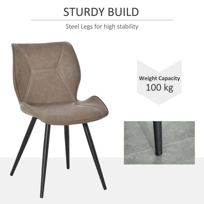 Contrast Stitched PU Leather Dining Chairs - Racing-Style Accent Seats with Steel Legs and Ergonomic Back Padding - Elegant Home Living Room Seating Solution