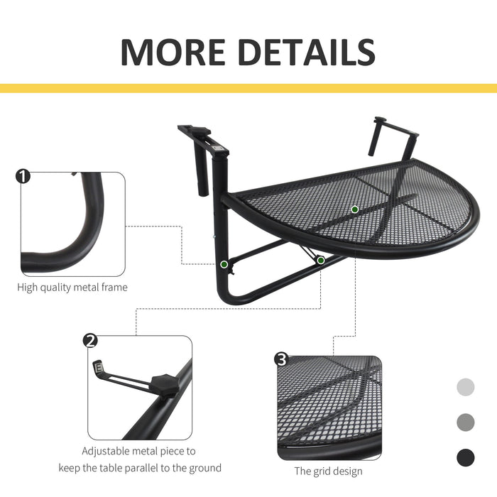 Balcony Mate - Semi-Circular Hanging Table for Outdoor Spaces, Adjustable Metal Coffee Table - Ideal for Small Balconies and Limited Spaces