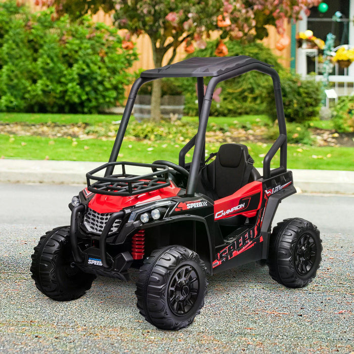 Kids Electric Off-road UTV Ride-On Car with High Roof - 12V Battery, 3-6 km/h, Parental Remote, Lights, MP3, Suspension Wheels, Red - Perfect for Children's Outdoor Adventures