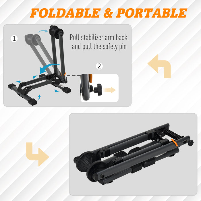 Foldable Metal Bike Rack with Nylon Finish - Accommodates up to 5.5cm Wide Wheels for Secure Parking Storage - Ideal for Urban Cyclists & Space-Saving Solutions