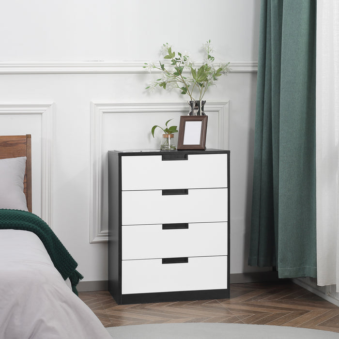 4-Drawer Versatile Storage Chest - Bedroom & Living Room Organizer Cabinet, 60x40x80cm, White with Black Accents - Space-Saving Solution for Clutter-Free Homes