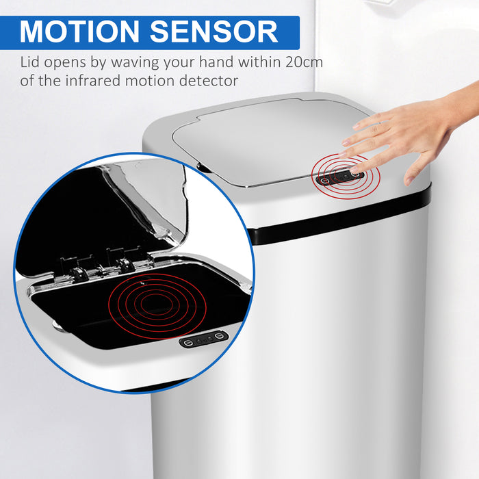 Infrared Touchless 50L Dustbin - Automatic Motion Sensor Stainless Steel Trash Can - Hygienic Waste Solution for Home and Office