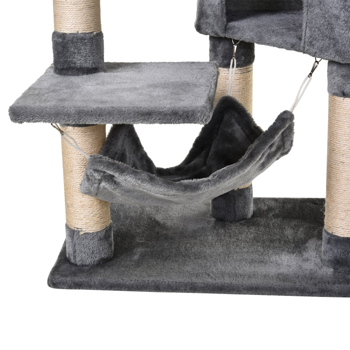 Multi-Level 150CM Cat Tree Condo Tower - Activity Stand House with Scratching Posts and Toys for Kittens - Ideal for Play and Relaxation