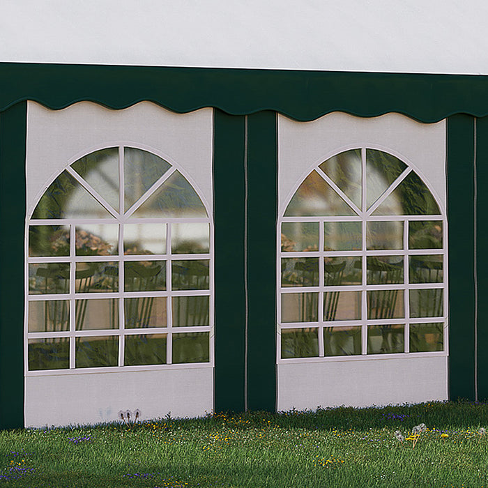 8x4m Galvanized Garden Gazebo - Marquee Party Tent with Side Panels, Eight Windows, Double Doors - Outdoor Shelter for Weddings, Parties, and Events