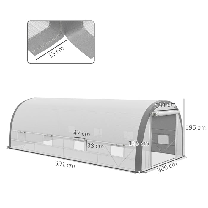 Polytunnel Greenhouse 6x3m - Upgraded Structure with Mesh Door and Windows, includes 15 Plant Labels - Ideal for Season-Extending Gardening & Plant Protection