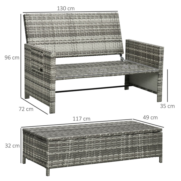 2-Seater Rattan Garden Sofa Daybed - Patio Outdoor Furniture with Fire Retardant Cushions - Perfect for Lounging and Relaxation