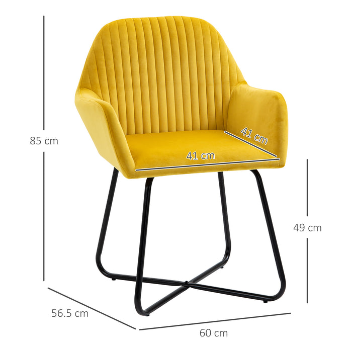 Upholstered Modern Armchair with Sleek Metal Base - Stylish Yellow Accent Chair for Living Room Comfort - Ideal for Contemporary Home Seating