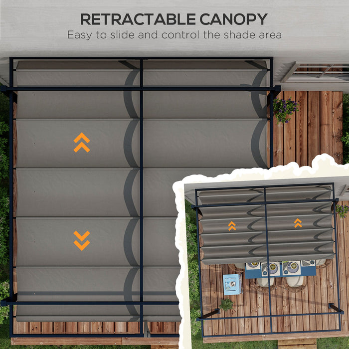 Retractable 3x3m Pergola Gazebo - Aluminium Frame Garden Shelter for Outdoor Living - Ideal for Patios, Decks, and Grill Areas, Dark Grey