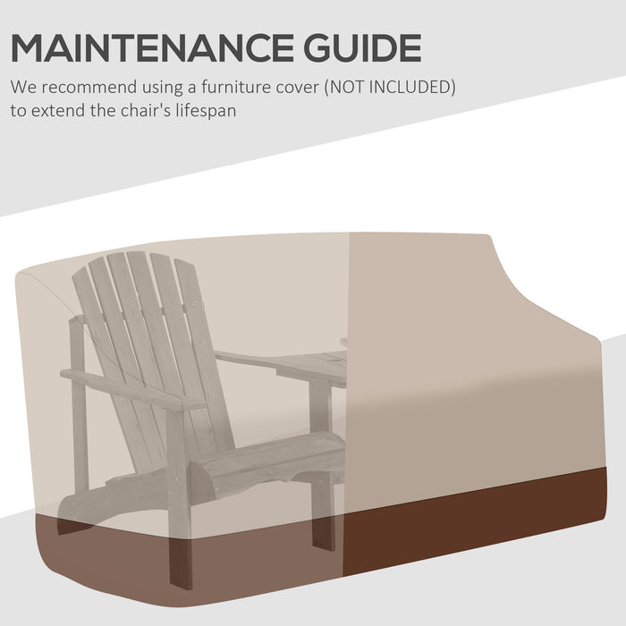 Double Adirondack Wooden Loveseat with Center Table - Outdoor Patio Furniture with Umbrella Hole, Grey - Ideal for Garden Lounging and Relaxation