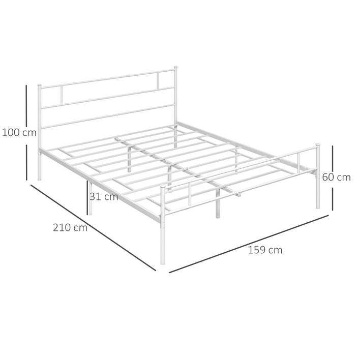 King Bed Frame with Headboard and Footboard - Sturdy Metal Construction and Slat Support - Elevated Design for 31cm Underbed Storage Space