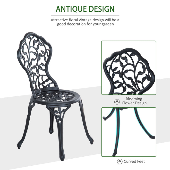 3-Piece Cast Aluminum Bistro Set - Antique Garden Furniture with Dining Table and Chairs - Outdoor Seating for Patio Enjoyment