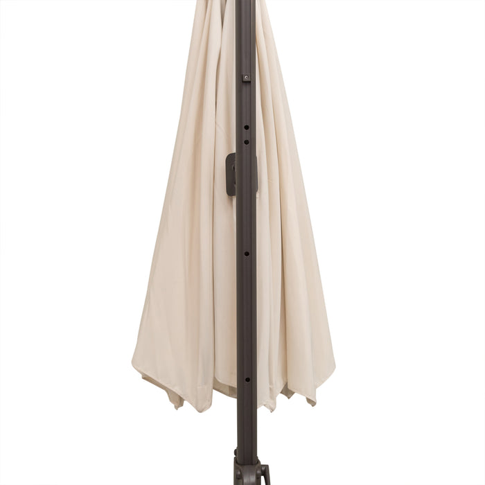 3M Cantilever Banana Parasol Umbrella with Cross Base - Aluminium Frame, 360° Rotation, Hand Crank System in Beige - Ideal for Outdoor Patio Sunshade