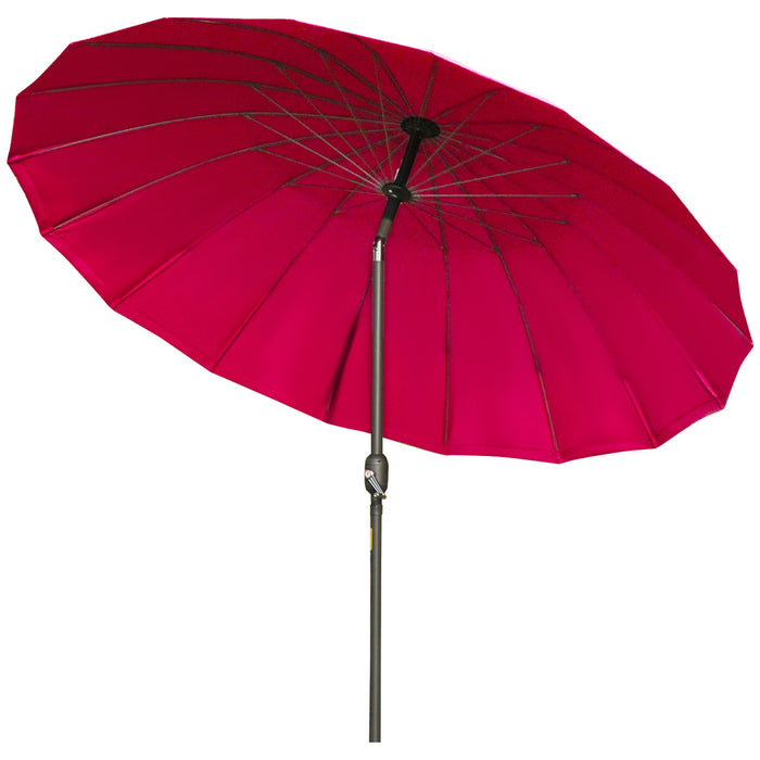 Outdoor Patio Parasol Umbrella, 255cm - Market Table Umbrella with Push Button Tilt, Crank, and Durable Ribs - Perfect Shade Solution for Garden, Lawn, Backyard, and Pool in Wine Red