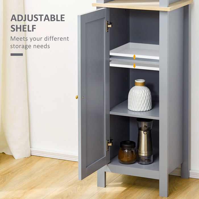 Tall Grey Bathroom Storage Cabinet - 3-Tier Shelving & Enclosed Cupboard Space - Free Standing Linen Tower for Space Optimization