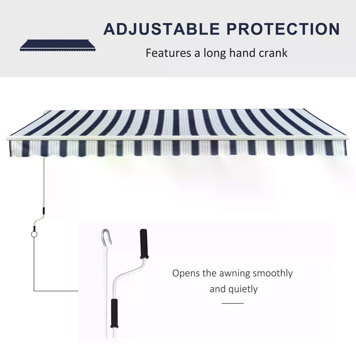 Manual Retractable Awning 3.5x2.5m - Blue/White Striped Sun Shade Shelter for Outdoor Patio - Easy Installation, UV Protection for Homeowners and Garden Enthusiasts