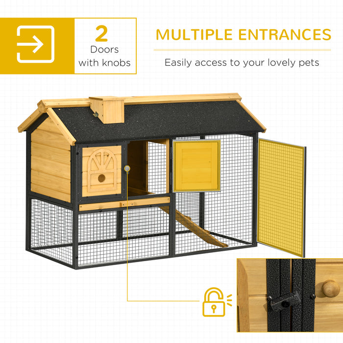 Outdoor Bunny Hutch with Spacious Run - Easy-Clean Removable Tray, Ramp Access, Durable Small Animal Shelter - Perfect for Pet Rabbits and Small Creatures