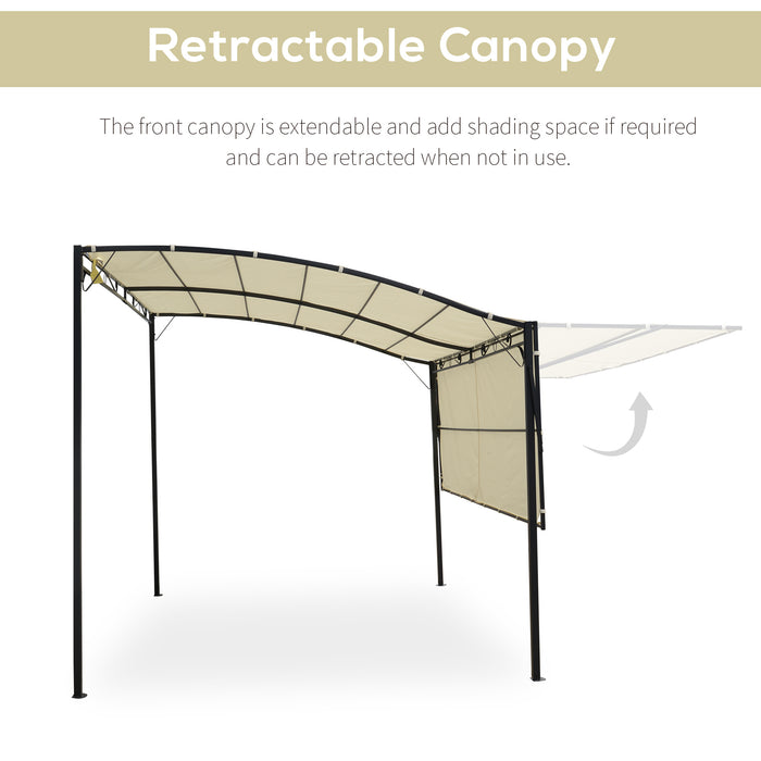 Metal Pergola Gazebo 3x2.5m - Wall-Mounted Canopy with Sunshade and Extended Shelter, Cream White - Ideal for Garden Parties and Outdoor Relaxation